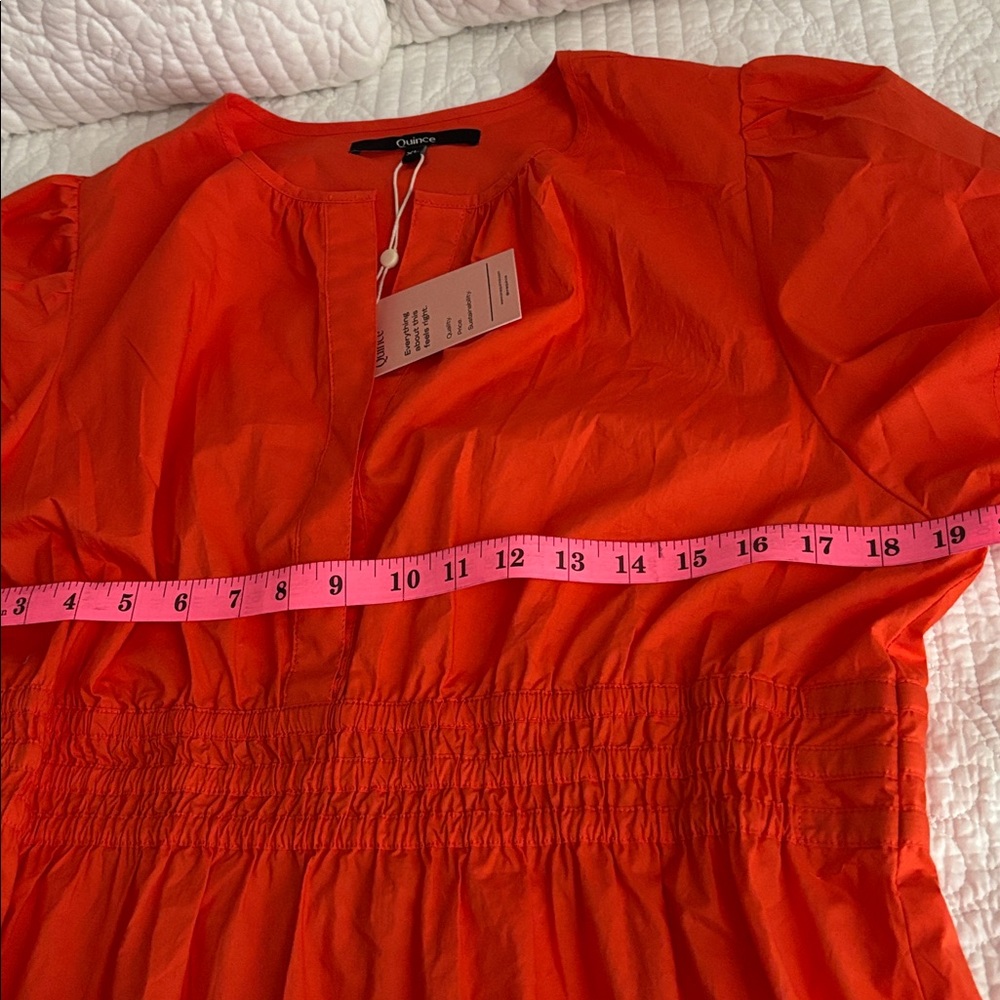 NWT Quince 100% Organic Cotton Poplin Tiered Maxi Dress Vermillion Red Size XL - Picture 13 of 15